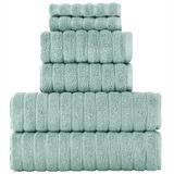 BERIBO Cloud 6-delige Turkse handdoekenset, 2x bad, 2 handen, 2 gezichtshanddoeken, 620 g/m², 100% katoen (zeeschuim)