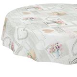 ANRO Afwasbaar tafelzeil, onderhoudsvriendelijk, lotuseffect, voor buiten, tuintafelkleed, landelijke bloemen, 120 cm, rond