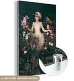 MuchoWow® Glass Painting 80x120 cm - Acrylic Glass Painting - Woman - Flowers - Wedding Dress - Photo on Glass - Paintings