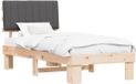 vidaXL Bedframe met Gevoerde Hoofdbord Donkergrijs 90 x 200 cm