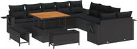 vidaXL Tuinbank Set 13-delig Zwart Polyrattan