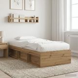 vidaXL Bedombouw met opslag Artisanaal eiken 80 x 200 cm