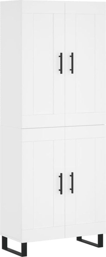 vidaXL Hoge kast bewerkt hout wit