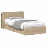 vidaXL Bedombouw met opslag Sonoma Eiken 90 x 190 cm Bewerkt hout