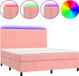 vidaXL Boxspringbed met matras en LED-verlichting, roze, 180x200 cm, fluweel