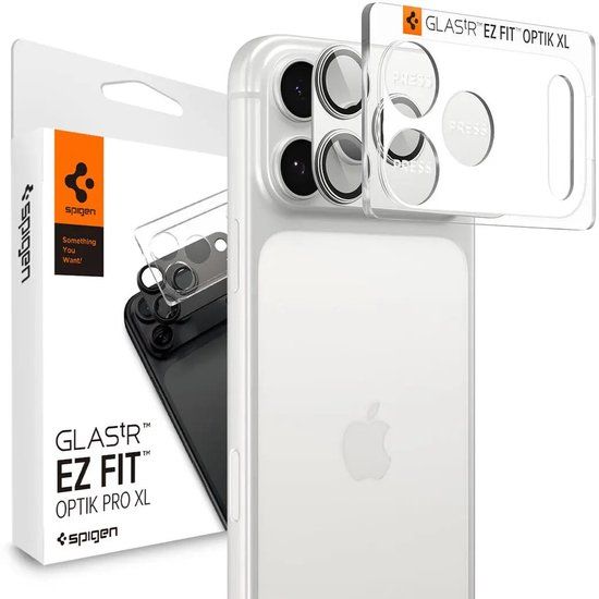 Spigen Camera Lens Protector Geschikt voor Apple iPhone 17 Pro Max - Glas.tR EZ Fit Optik Pro XL - 9H Tempered Glass - Gemakkelijke Installatie - Zilver 1-Pack