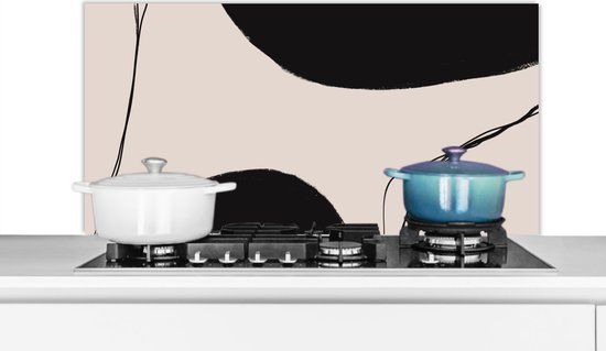KitchenYeah Spatscherm keuken 100x50 cm - Kookplaat achterwand Pastel - Zwart - Minimalisme - Muurbeschermer - Spatwand fornuis - Hoogwaardig aluminium