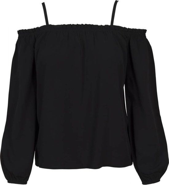 Urban Classics Cold Shoulder Longsleeve Dames Shirt met lange mouwen - Zwart - XXL