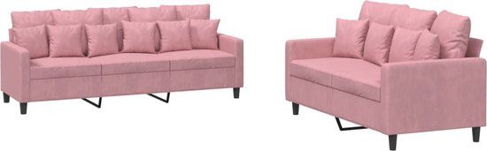 vidaXL 2-delige Loungeset met kussens fluweel roze