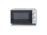 SEVERIN Solo MW 9184 Magnetron met glazen bodem, eenvoudige reiniging, zonder draaiplateau, magnetron met 6 standen en 2 draaiknoppen, zwart/mat roestvrij staal, 800 W, 20 liter inhoud
