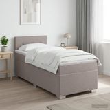 vidaXL Boxspringbed met matras met hoofdeinde Taupe 90 x 200 cm Stof
