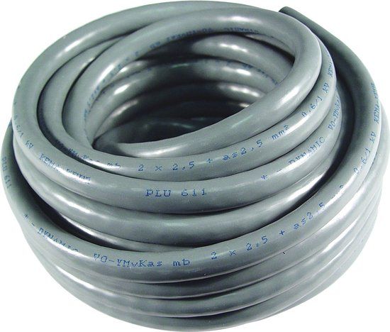 Calex Grondkabel 2 x 2,5 mm 10 meter YMVK-AS grijs