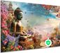 Affiche Boeddha - 75x50 cm - Papier - Fleurs - Bleu/rouge/vert/jaune/rose
