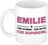 Bellatio Decorations naam cadeau mok - Emilie - Woman Myth Supergirl - koffiemok - 300 ml - collega - moederdag