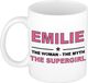Bellatio Decorations naam cadeau mok - Emilie - Woman Myth Supergirl - koffiemok - 300 ml - collega - moederdag