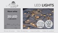 Anna's Collection Kerstverlichting - warm wit - 150 cm - 20 leds - zwart snoer - batterij