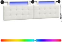 vidaXL Hangend hoofdbord met LED-verlichting Wit Kunstleer