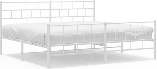vidaXL Bedframe met hoofd- en voeteneinde metaal wit 193x203 cm