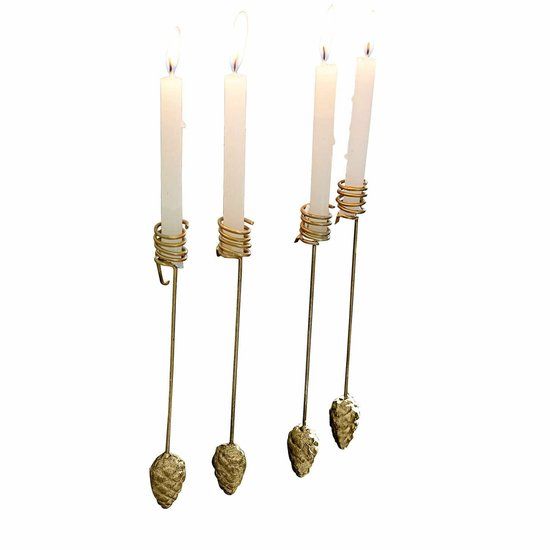 LOBERON Kaarsenhouder set van 4 Norélie goudkleurig
