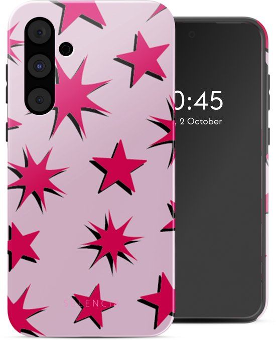 Selencia Hoesje - Geschikt voor Samsung Galaxy A55 (5G) - Backcover - Stars Rubine Red Light Pink