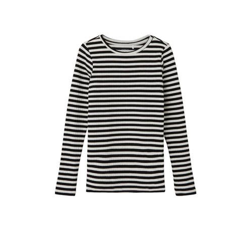 NAME IT KIDS gestreepte longsleeve NKFSURAJA zwart/offwhite