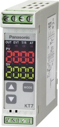 Panasonic AKT7111100J Régulateur de température K, J, R, S, B, E, T, N, PL-II, C, Pt100, Pt100 -200 à +1820 °C Relais 3 A, Transistor (l x l x h) 100 x 22.5 x 75 mm