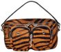 Nunoo Helena Stripes Deluxe Crossbodytas Leer Gestreept Donkerbruin