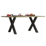 Ameubelment Baxter Eettafel Baxter X poot 200x100 cm eiken met antraciet