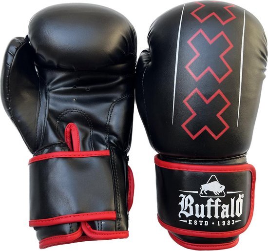 Buffalo Winner bokshandschoenen zwart met rood 12oz