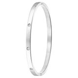 Lucardi Dames Armband bangle geboortestenen - Staal - Armband - Cadeau - Stijlvol - Zilverkleurig
