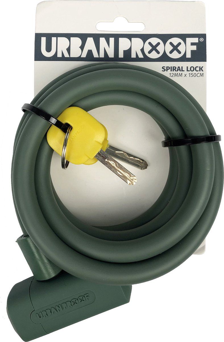 URBAN PROOF UrbanProof spiraalkabelslot 12mm x 150cm mat groen
