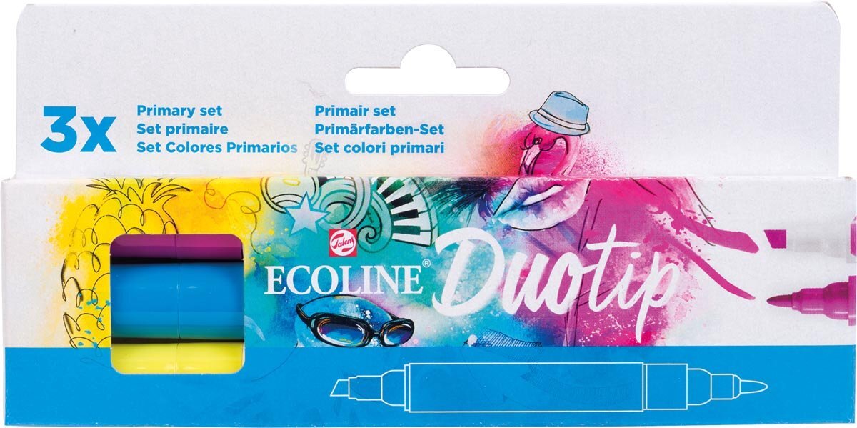 Talens Ecoline Duotip Brush pen, etui van 3 stuks, primair 3 stuks