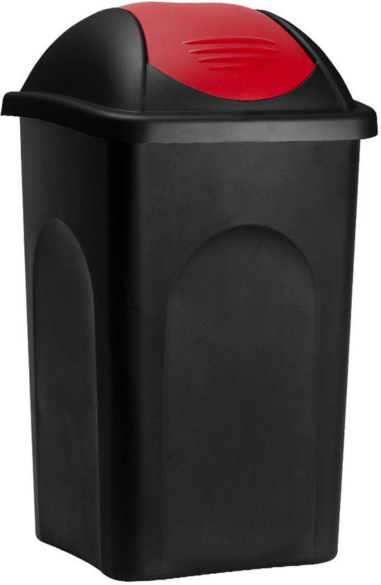 Somultishop Deuba Vuilnisbak met Klapdeksel - 60 Liter - Zwart/Rood