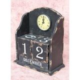 DanDiBo Calendrier de bureau horloge avec calendrier 14B142 Shabby horloge de cheminée horloge de parquet 25 cm Vintage, horloge à quartz
