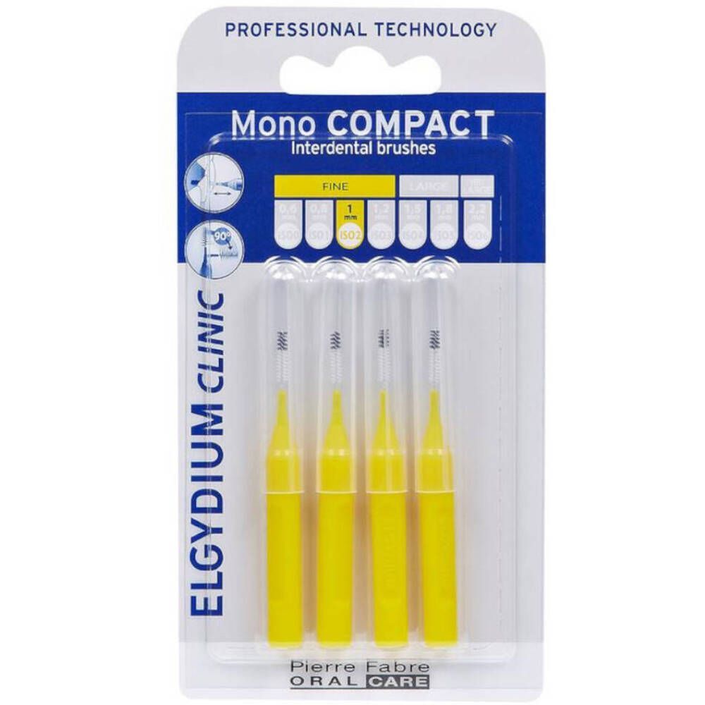 Elgydium Clinic Mono Compact Interdentale Borstel 1mm Geel 4 stuks