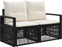 vidaXL Tuinbank 2-Aantal zitplaatsen Zwart poly rattan