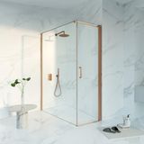 Fortifura Galeria Douchecabine - 60x160x200cm - profiel veiligheidsglas - antikalk - PVD - geborsteld koper