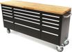 HBM Machines 182 cm. Professionele Gereedschapswagen / Werkbank met Houten Blad - ZWART