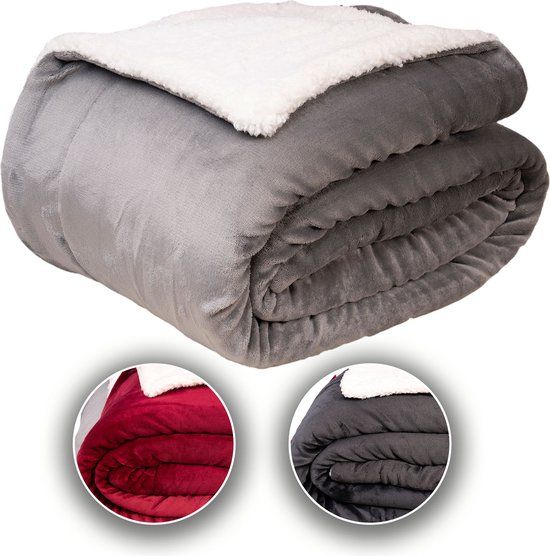 Komfortec Sherpa Fleece Deken - Bankdeken - 240x220 cm – Grijs