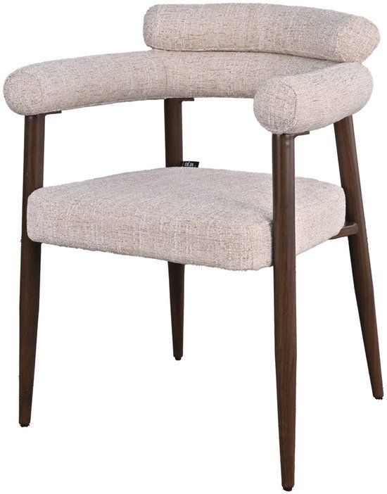 DÉJA Living Eetkamerstoel Lidingö - Beige/Walnoot Stof - Set van 2
