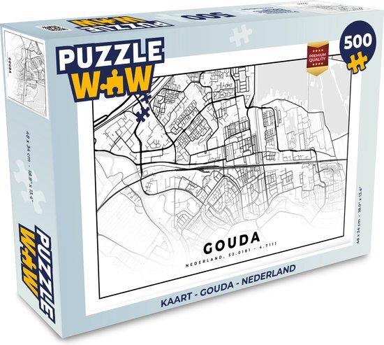 MuchoWow Puzzel Kaart - Gouda - Nederland - Legpuzzel - Puzzel 500 stukjes