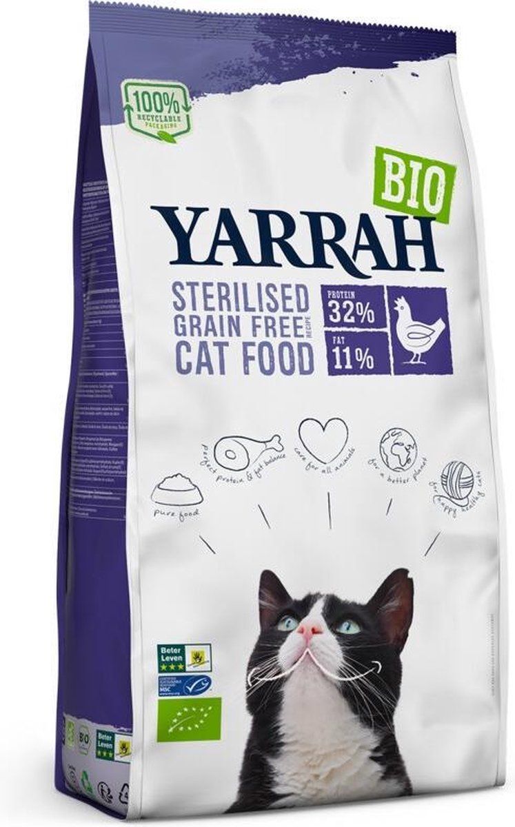 YARRAH 6x Biologisch Kattenvoer Sterilised 700 gr