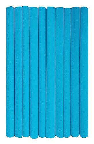 Interdruk - Crêpepapier Rollen voor Kinderen DIY en Decoraties - Pakket van 10 rollen (50 cm x 200 cm, 28 g/m2) - 20 azuur