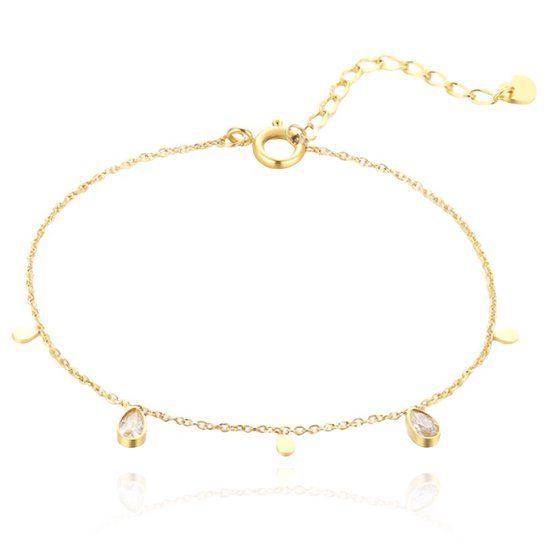 Cilla Jewels Lookinggoodtoday Schakelarmband Dames Goudkleurig met Ovale Steentjes en Muntjes