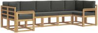 vidaXL - Hoek loungeset - 7 zitplekken - Wit en antracietkleurig - Acacia hout