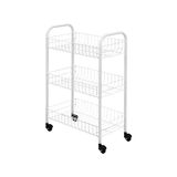 Avilia Rolwagen met 3 etages, multifunctionele wagen, badkameraccessoires, keukenwagen, gereedschapswagen, kantoorwagen, metalen wagen, 40 x 26 x 62 cm, wit