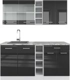 Vicco R-Line Cuisine une personne – 160 cm Sans plan de travail Anthracite brillant/blanc