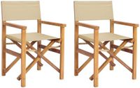 vidaXL Regisseursstoel Bruin en Beige Massief Teakhout