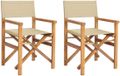 vidaXL Regisseursstoel Bruin en Beige Massief Teakhout