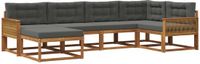 vidaXL - Hoek loungeset - 6 zitplekken - Acacia hout - Natuurlijk en antraciet